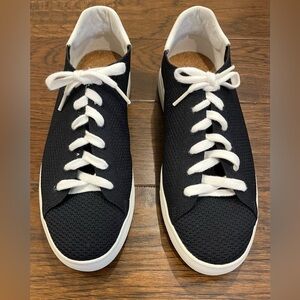 Clae Los Angeles Men’s Vegan Leather Dark Navy Blue White Knit Tennis Shoes 10